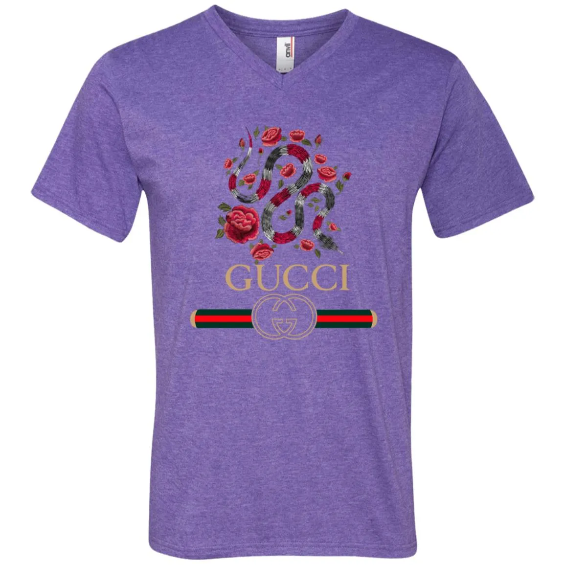 Gucci Logo Snake T-shirt Men V-Neck T-Shirt