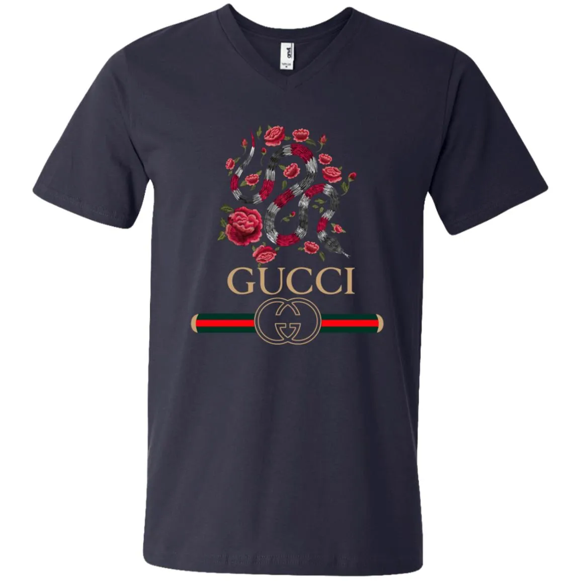 Gucci Logo Snake T-shirt Men V-Neck T-Shirt