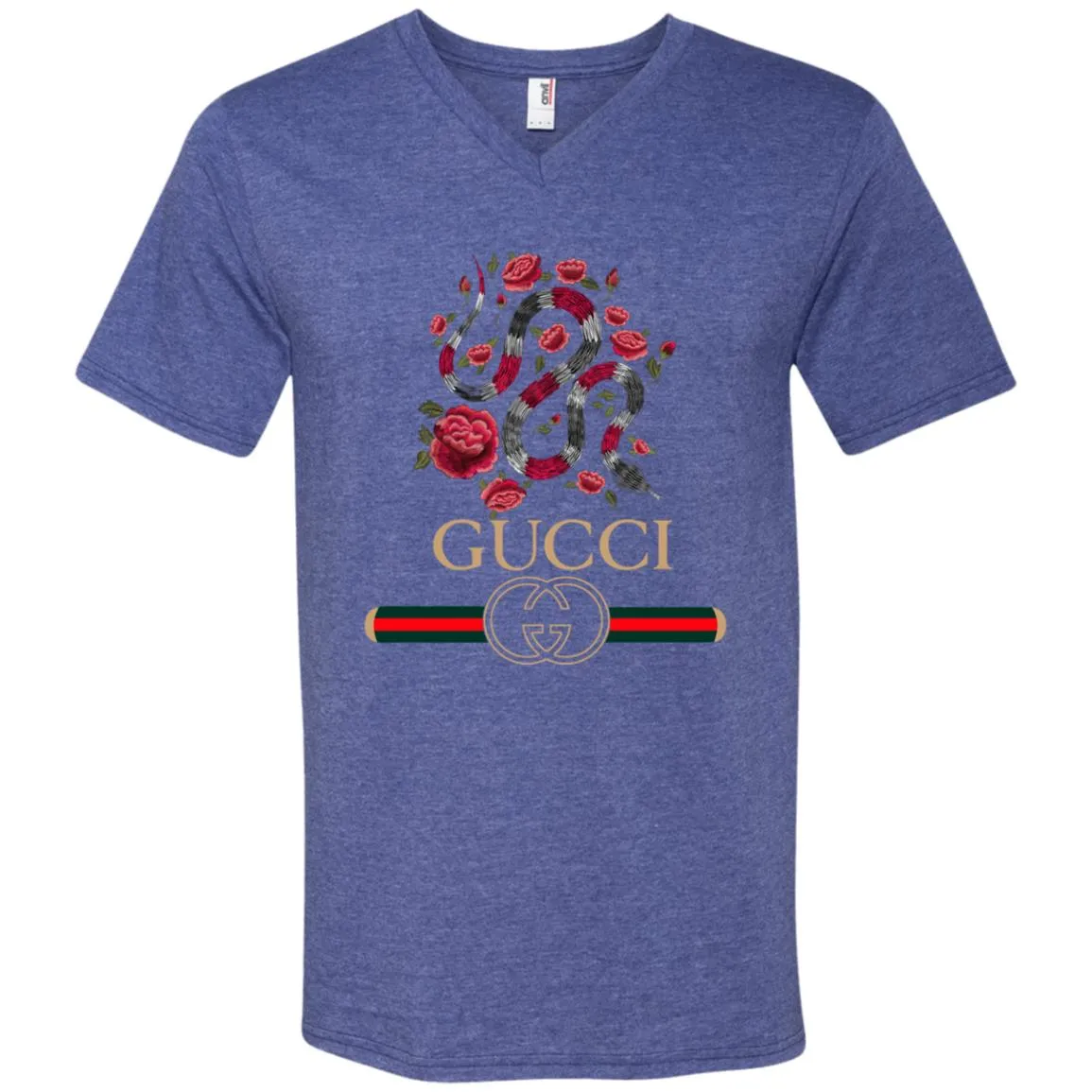 Gucci Logo Snake T-shirt Men V-Neck T-Shirt