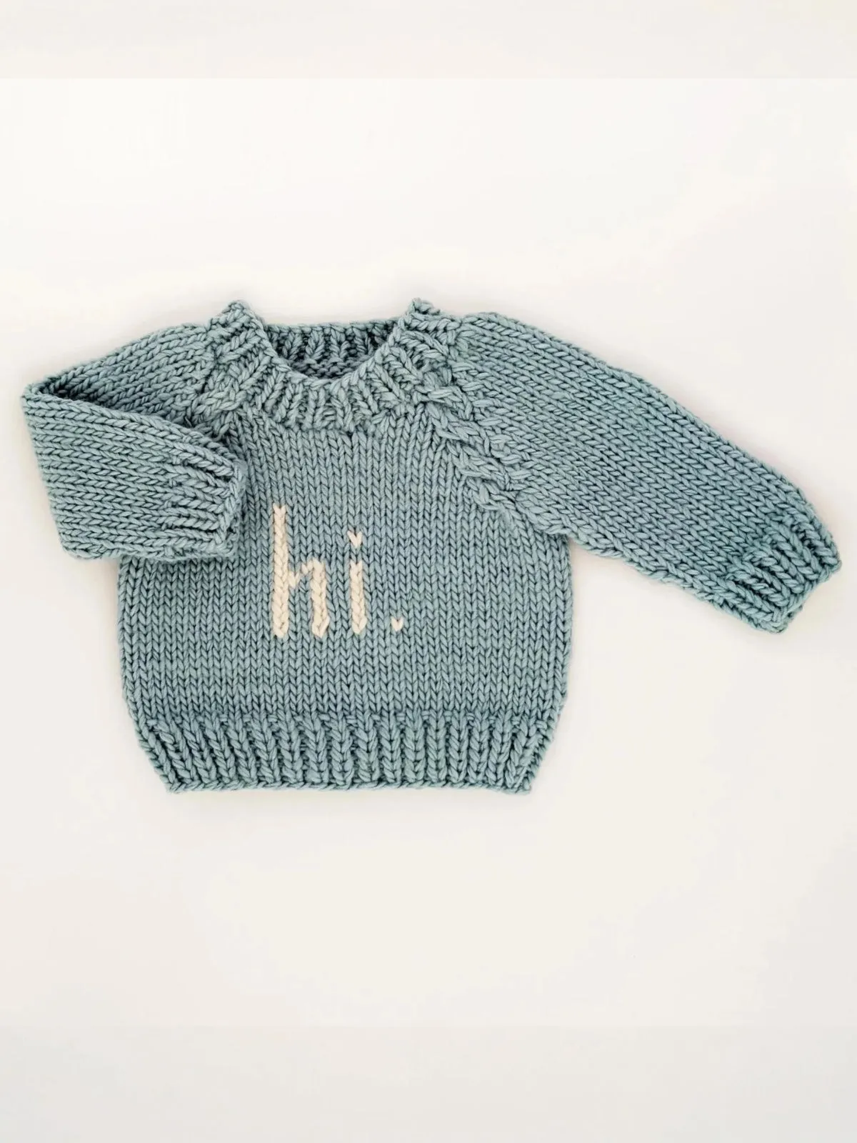 Hi. Crew Neck Knit Sweater, Surf