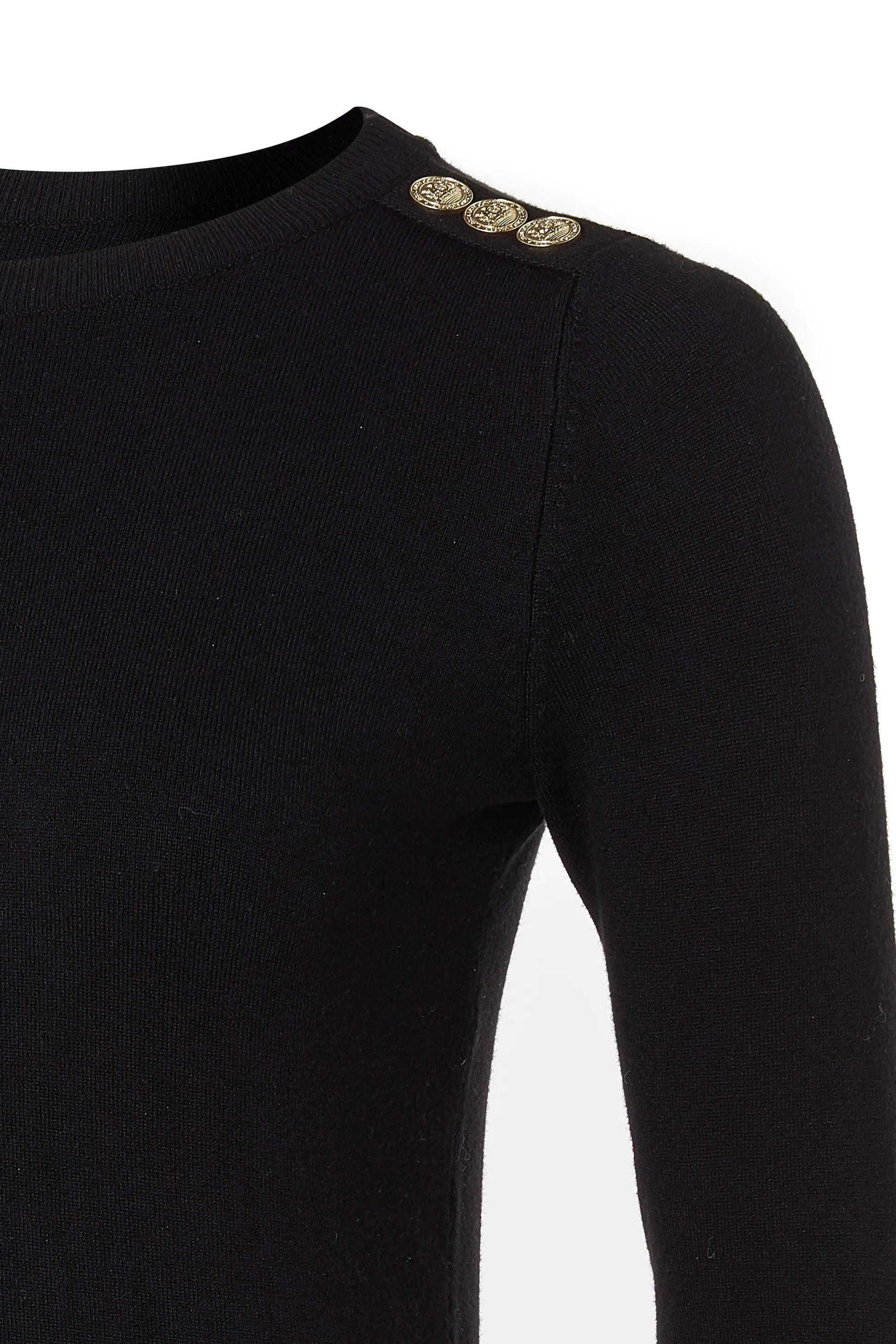 Holland Cooper Buttoned Knit Crew Neck in Black