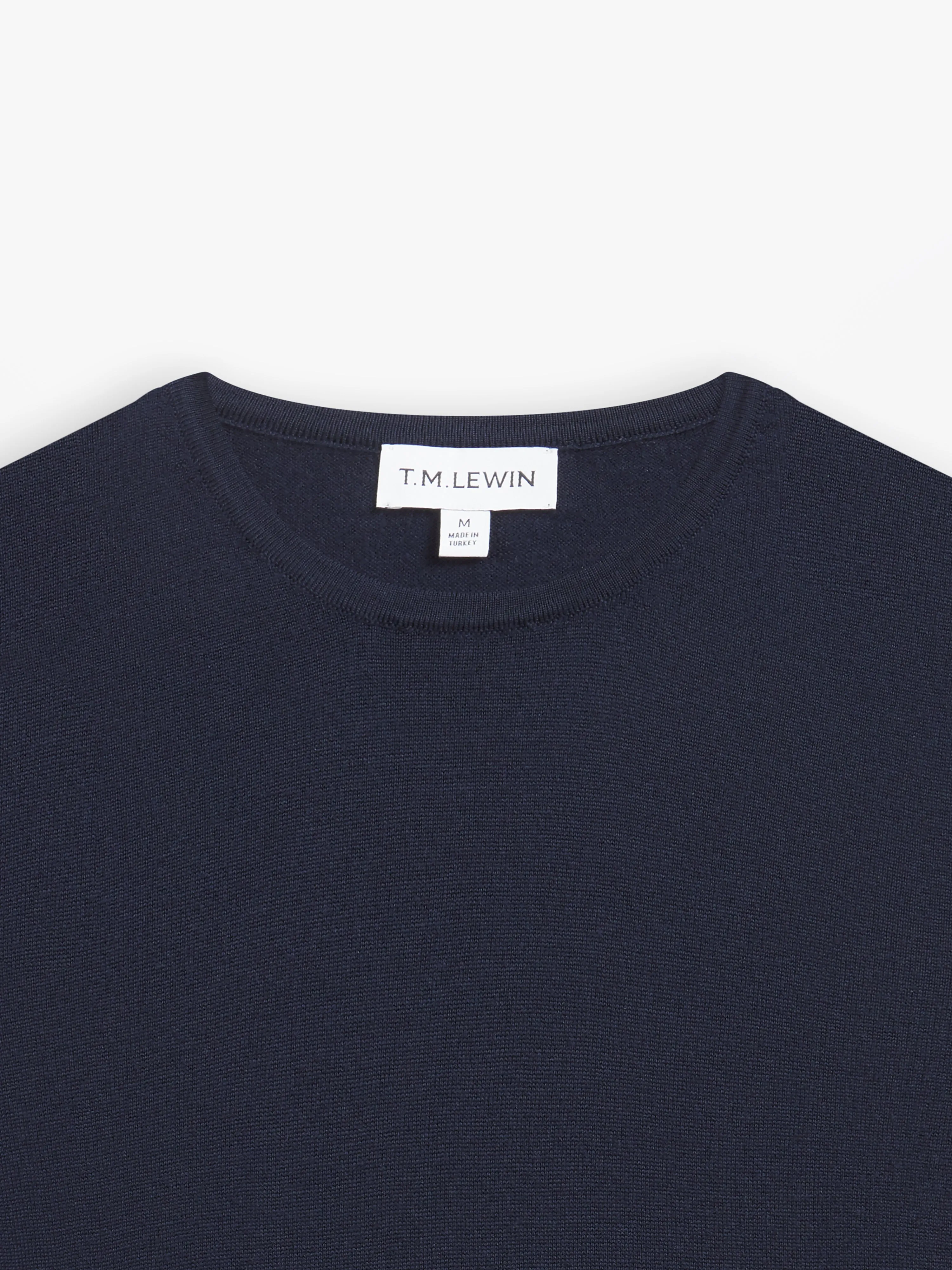 Italian Merino Wool Crew Neck Jumper - Navy