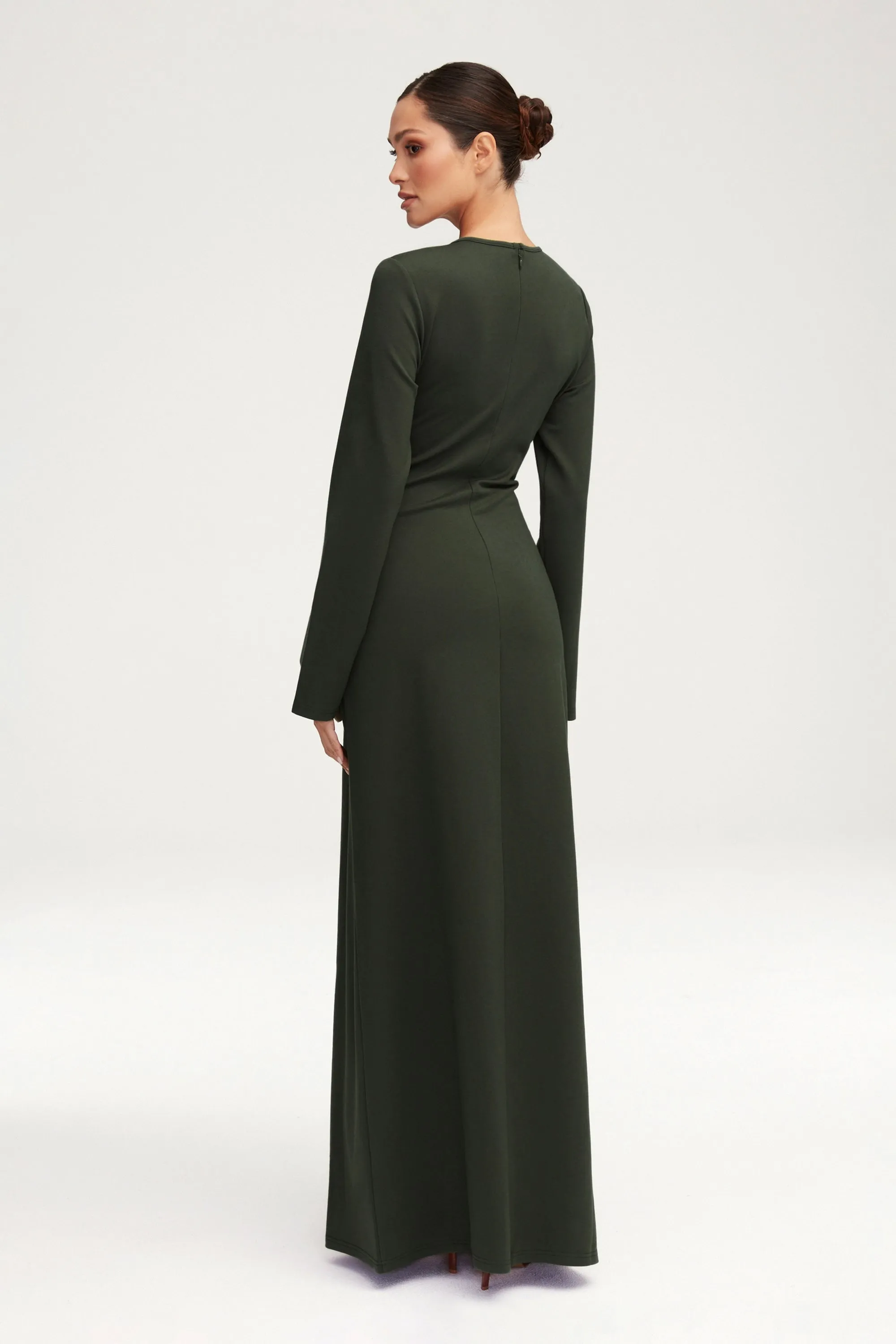 Jersey Tie Front Maxi Dress - Dark Cactus