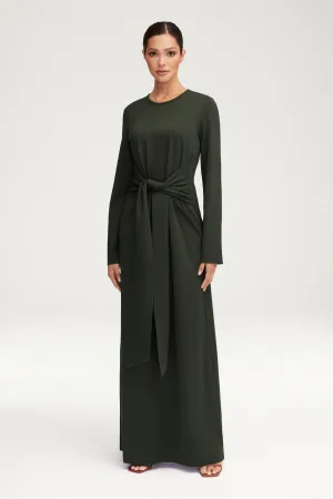 Jersey Tie Front Maxi Dress - Dark Cactus