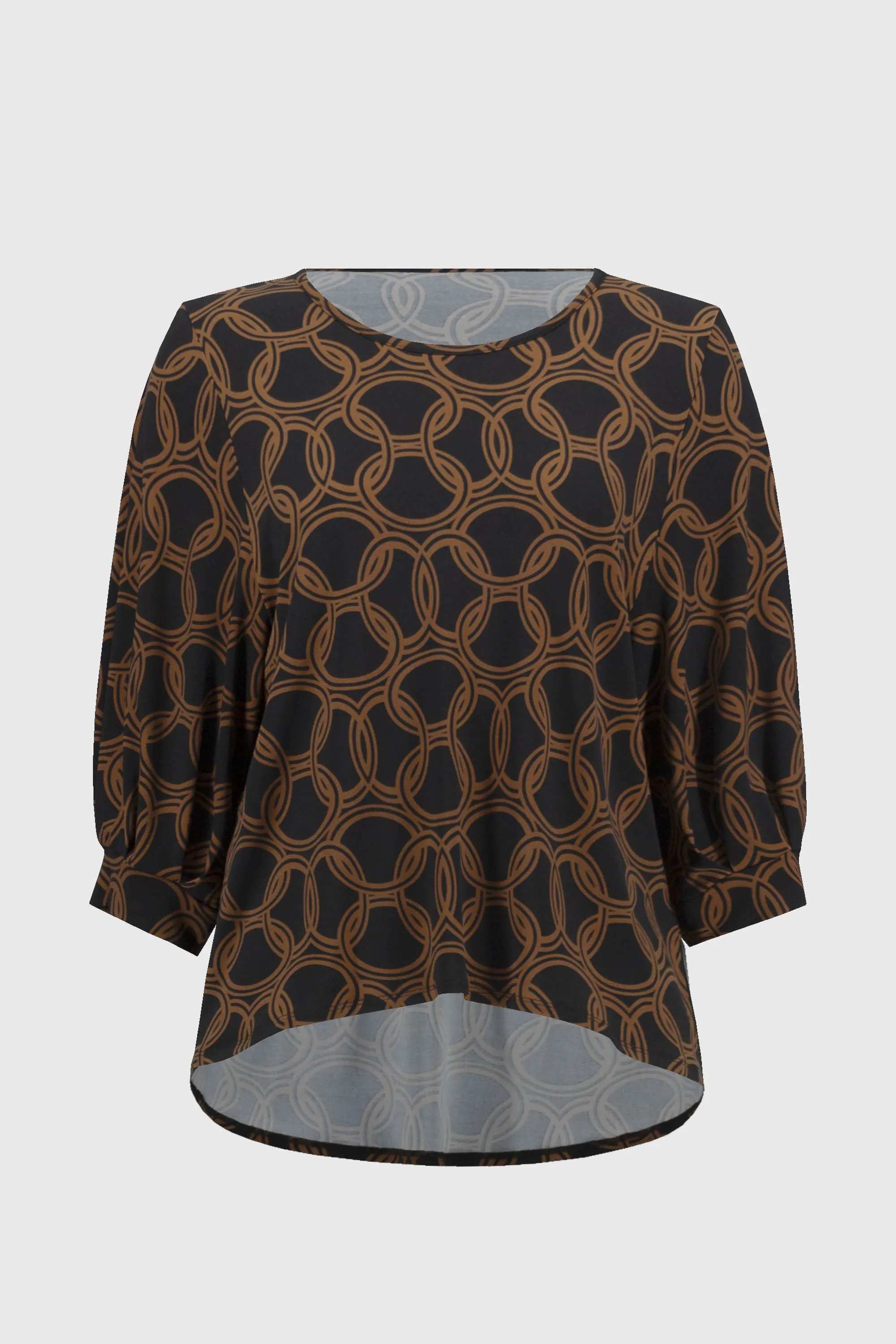 Joseph Ribkoff Chain Print Top 244080 - Black/Chestnut