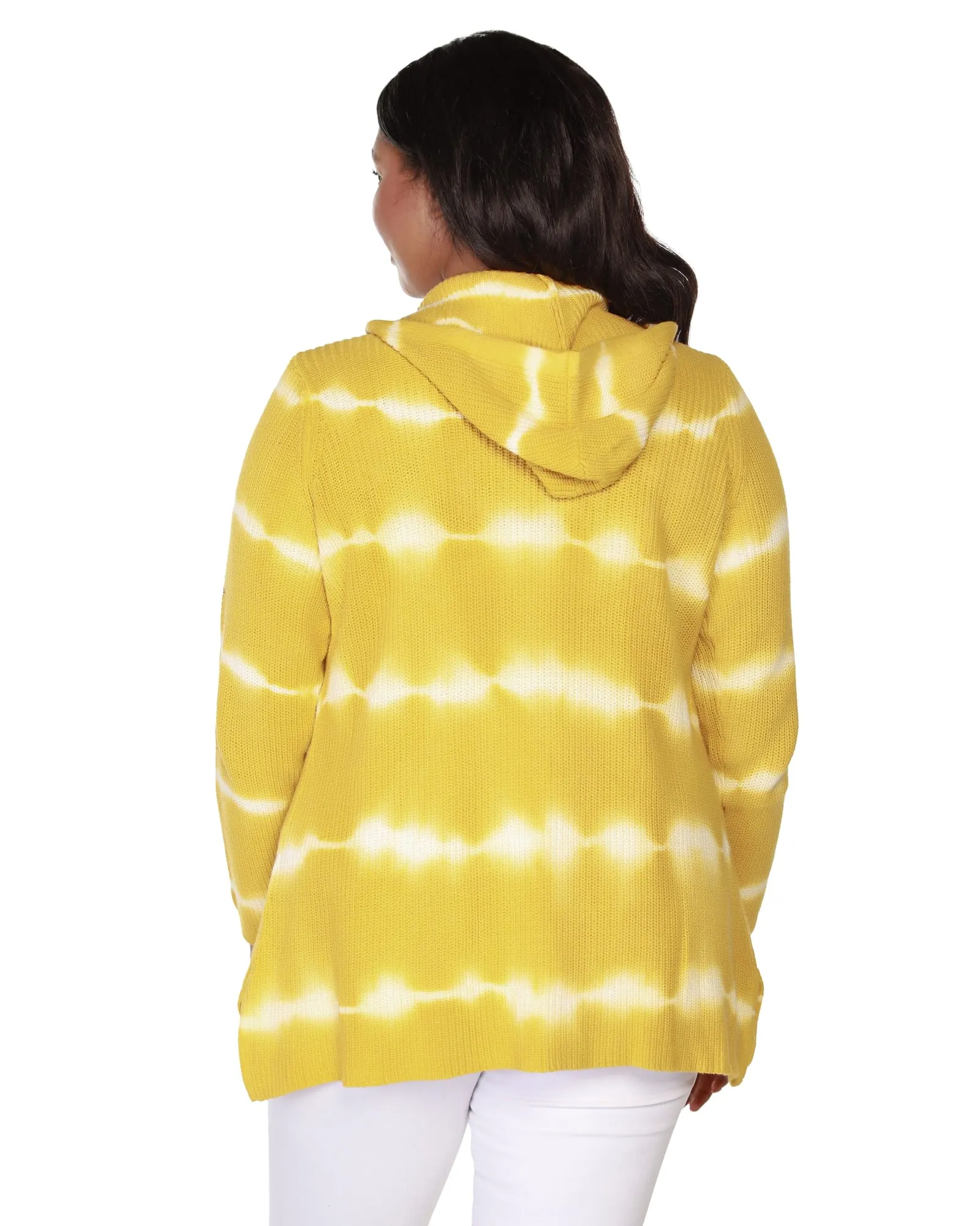 Kamila Tie-Dye Hooded Cardigan | Honey Gold/White