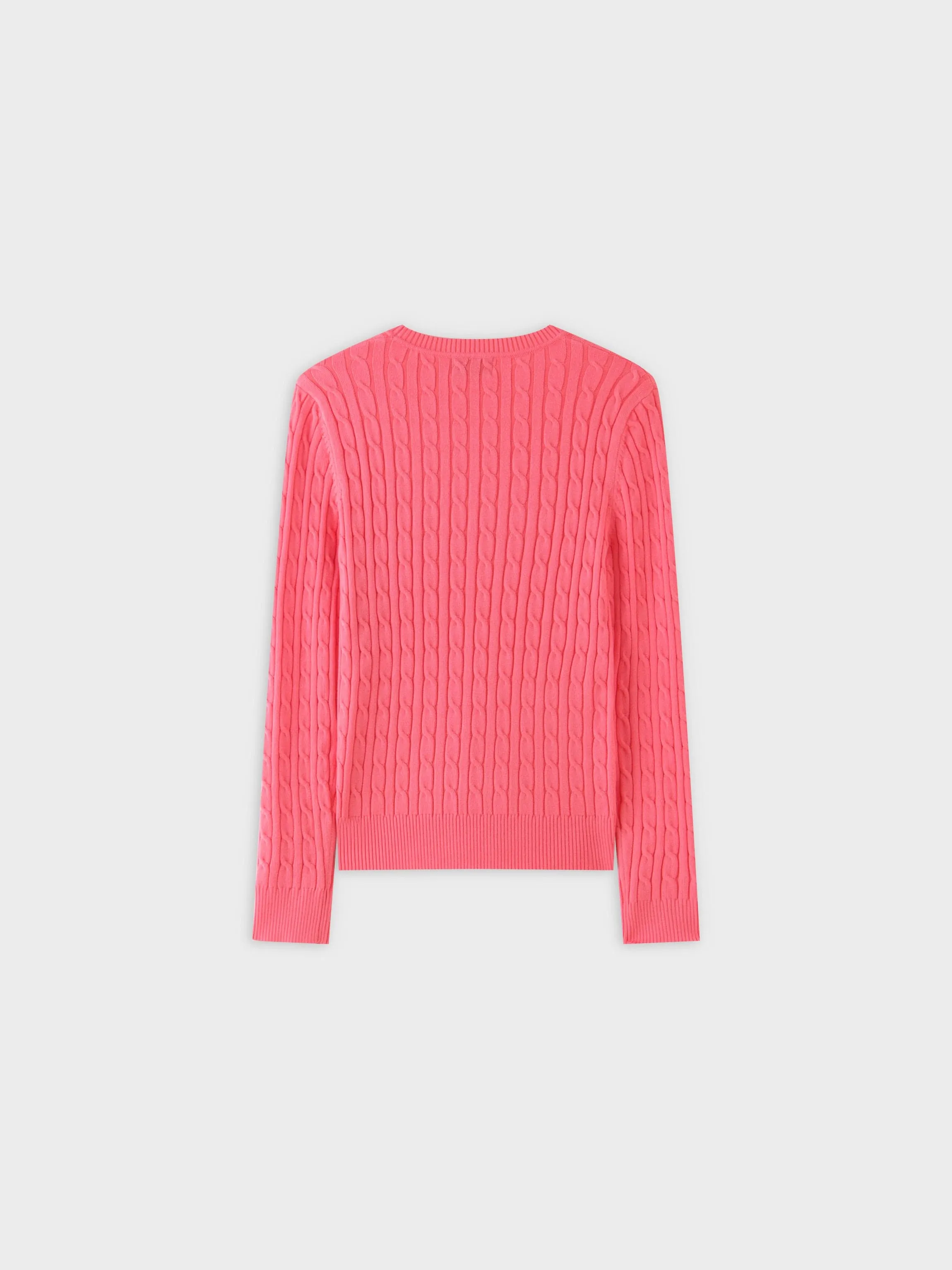 Knit Cable Sweater-Salmon