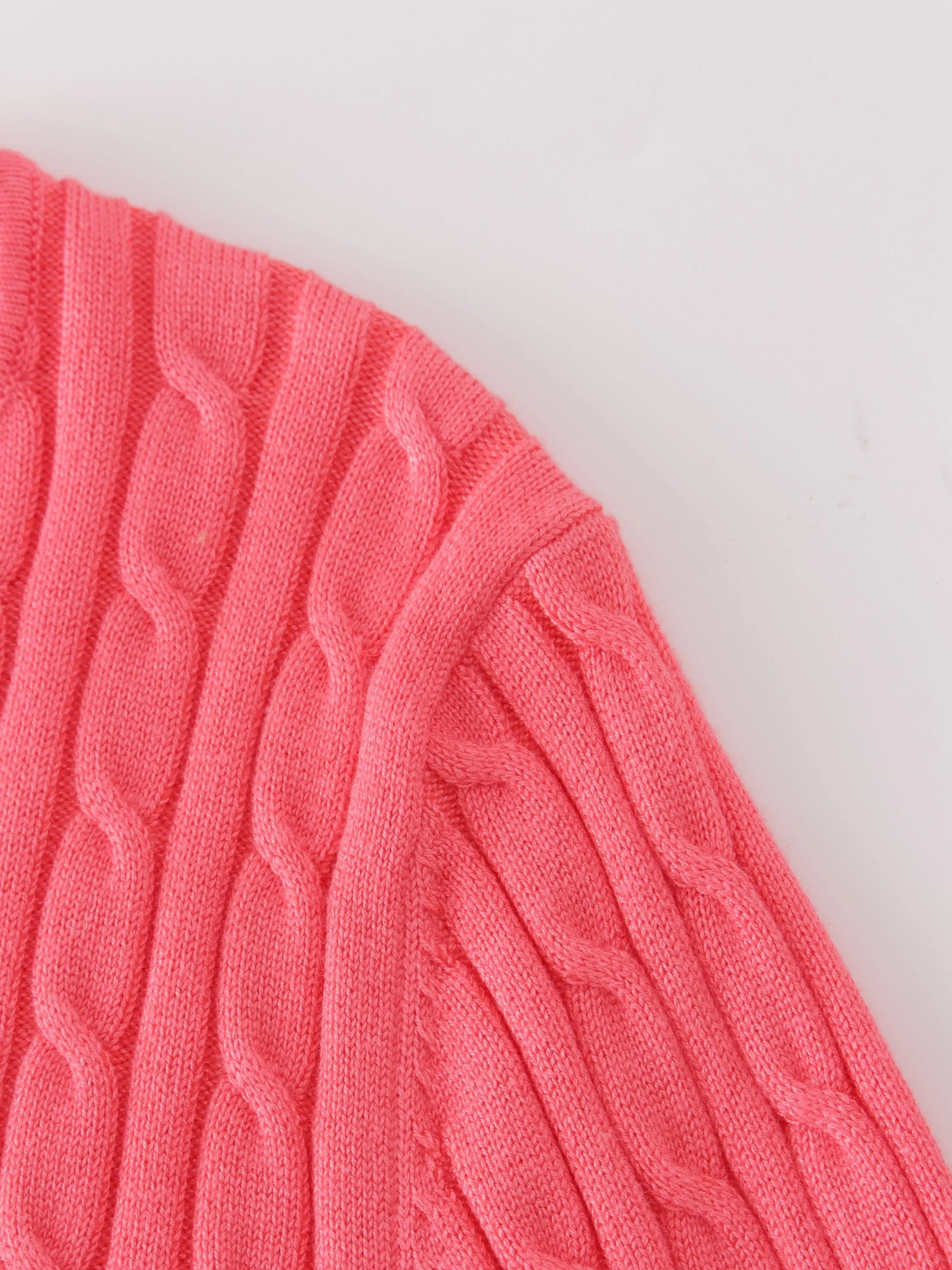 Knit Cable Sweater-Salmon