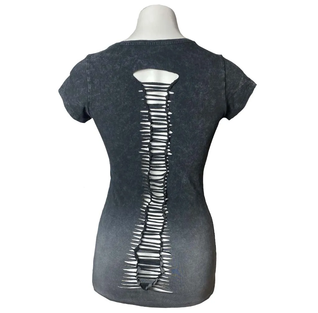 Ladies Asphalt Angel Faded Cut & Tie V-Neck