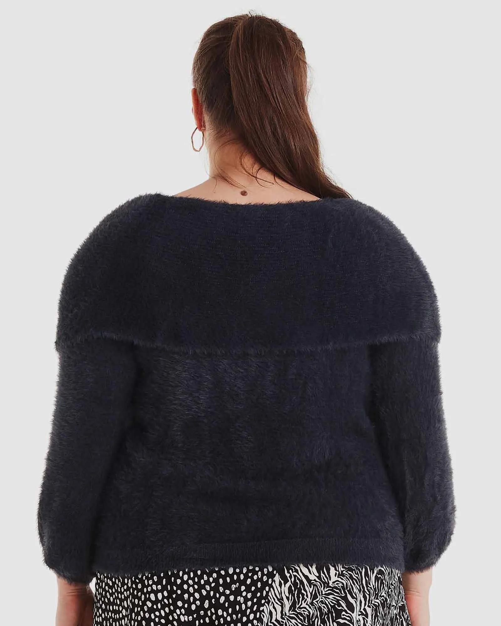 Leah Foldover Sweater | Navy