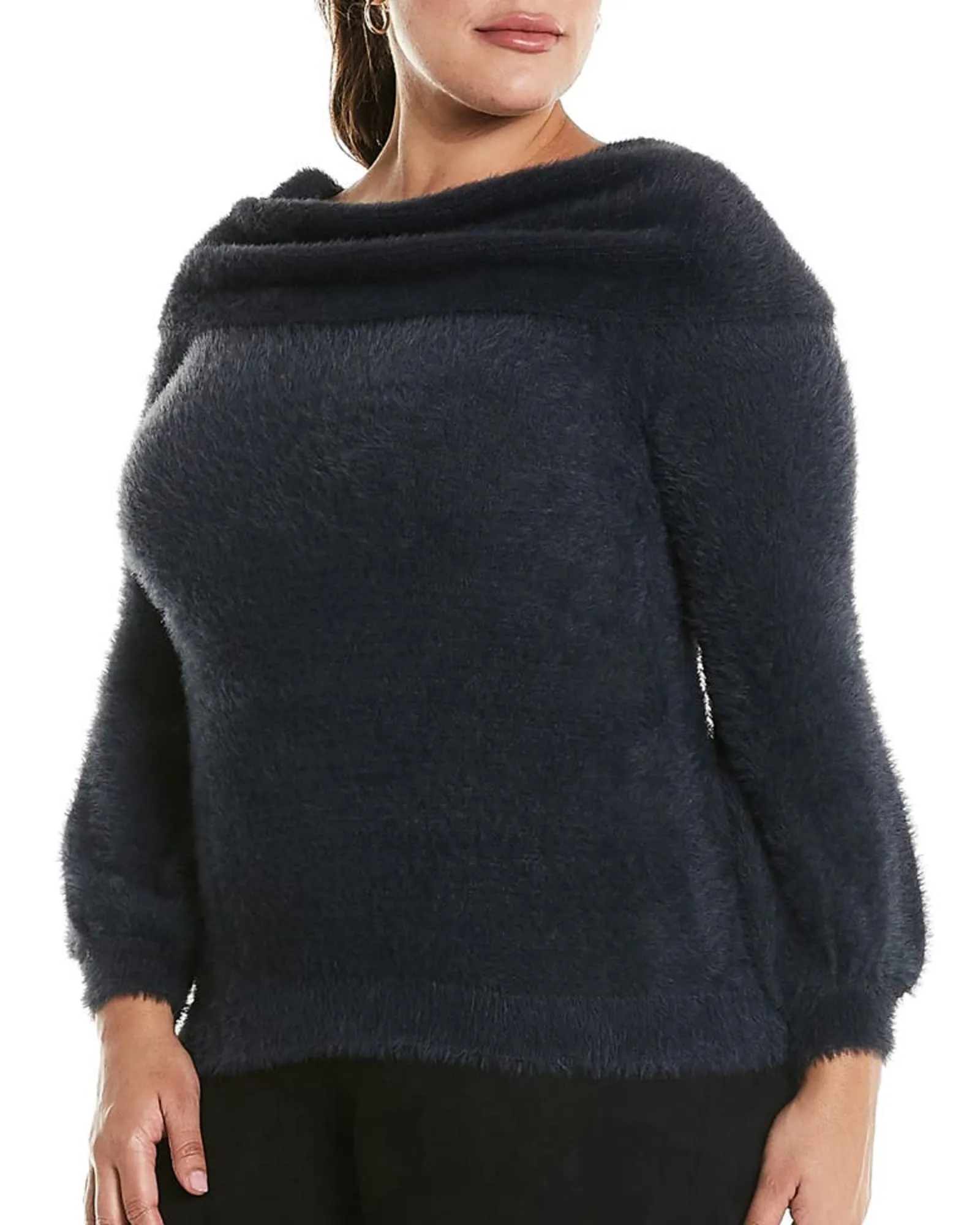 Leah Foldover Sweater | Navy