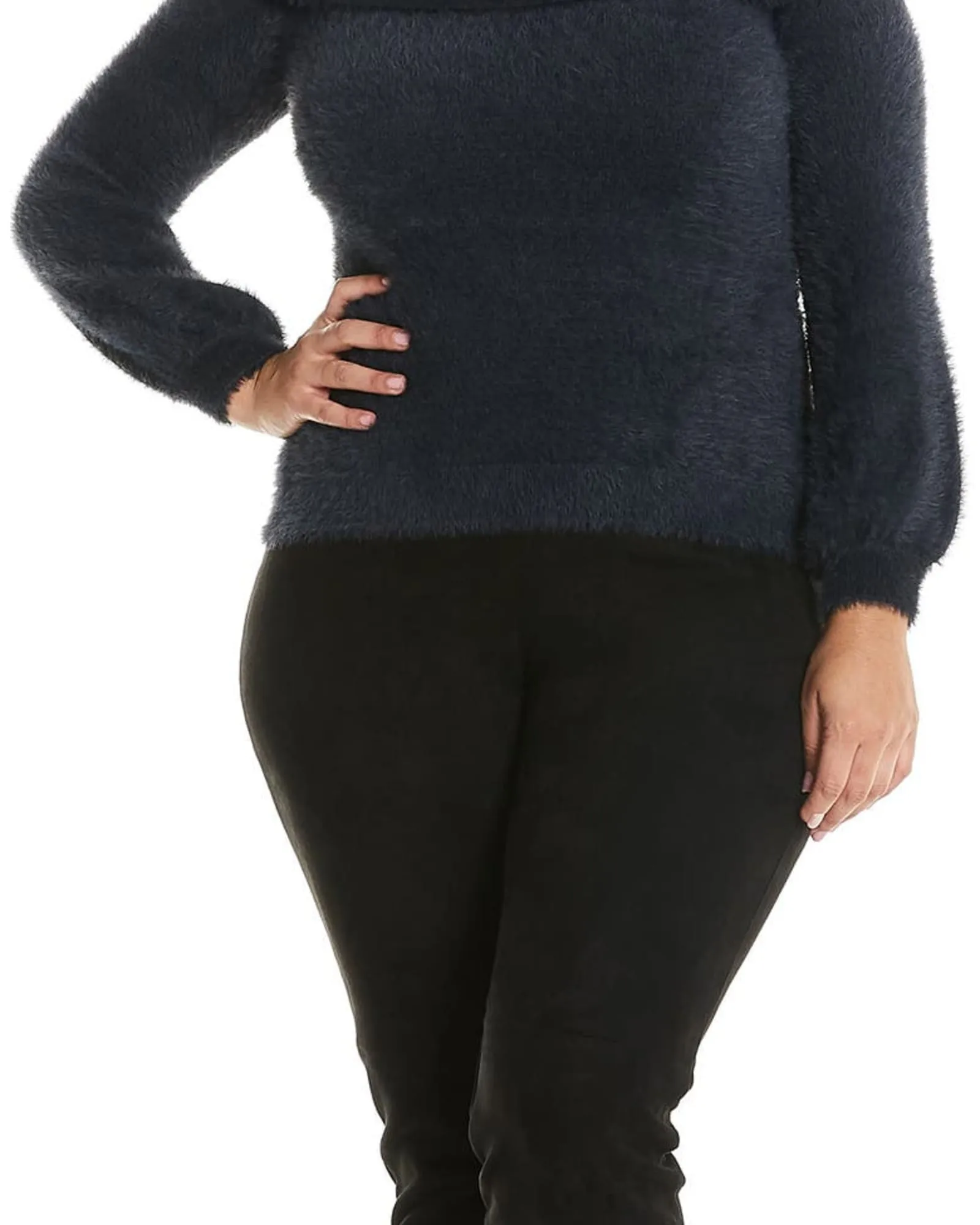 Leah Foldover Sweater | Navy