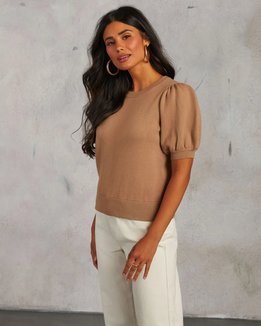 Livia Puff Sleeve Knit Sweater Top