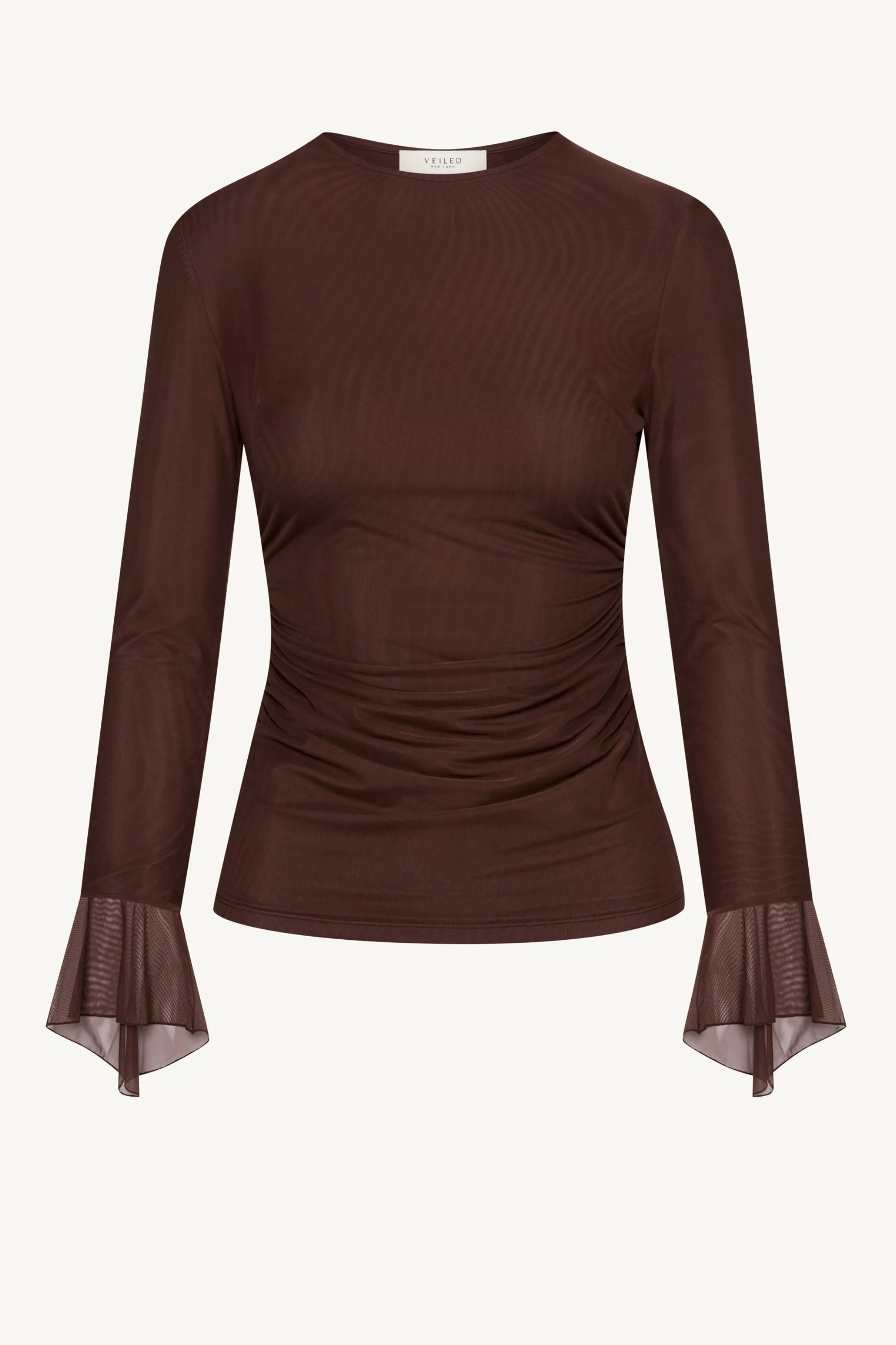 Lolita Rouched Mesh Top - Espresso