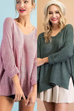 Mauve Crew Neck Knit Sweater