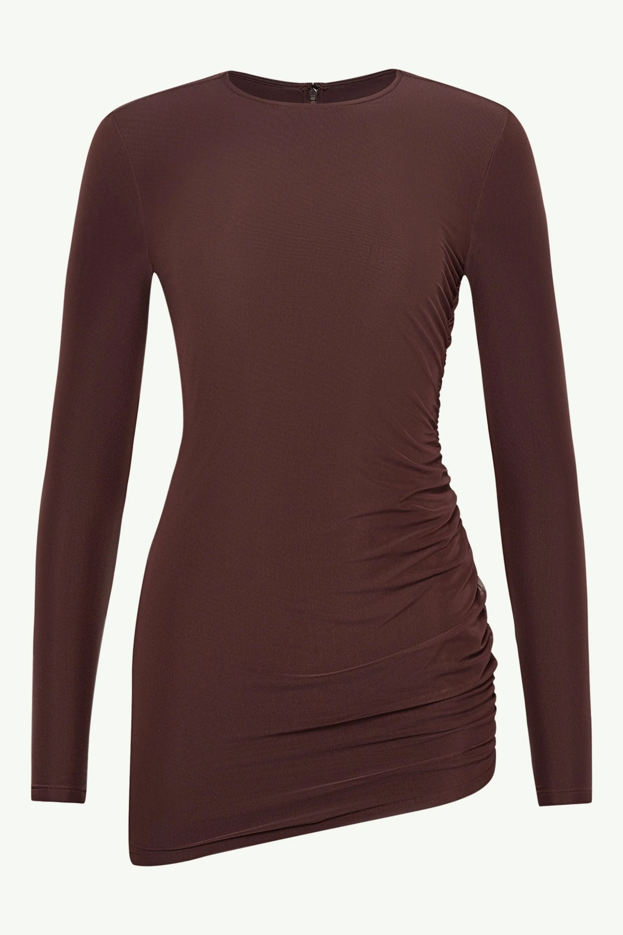 Mesh Rouched Top - Chocolate Plum