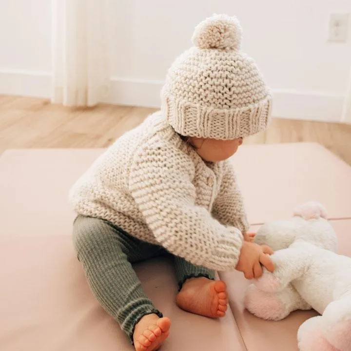 Natural Garter Stitch Cardigan Sweater