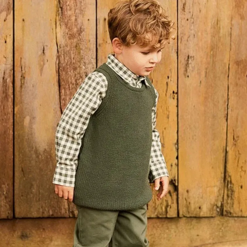 Nature Baby Merino Chunky Knit Vest - Thyme