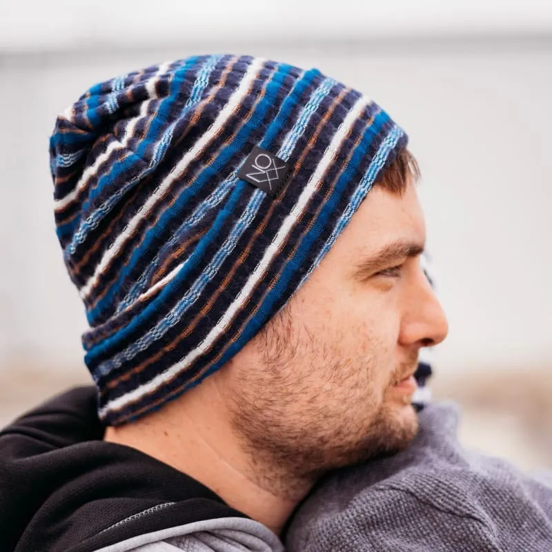 Navy Stripes | Cozy Ribbed Knit Beanie