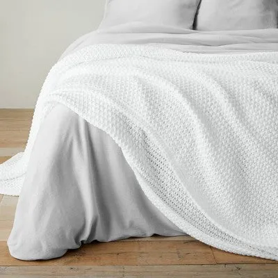 New - Full/Queen Chunky Knit Bed Blanket White - Casaluna