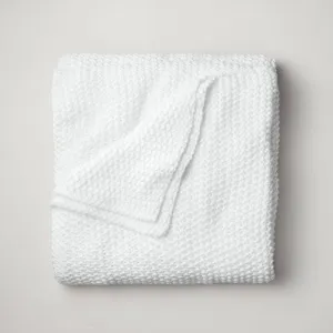 New - Full/Queen Chunky Knit Bed Blanket White - Casaluna