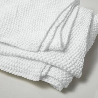 New - Full/Queen Chunky Knit Bed Blanket White - Casaluna