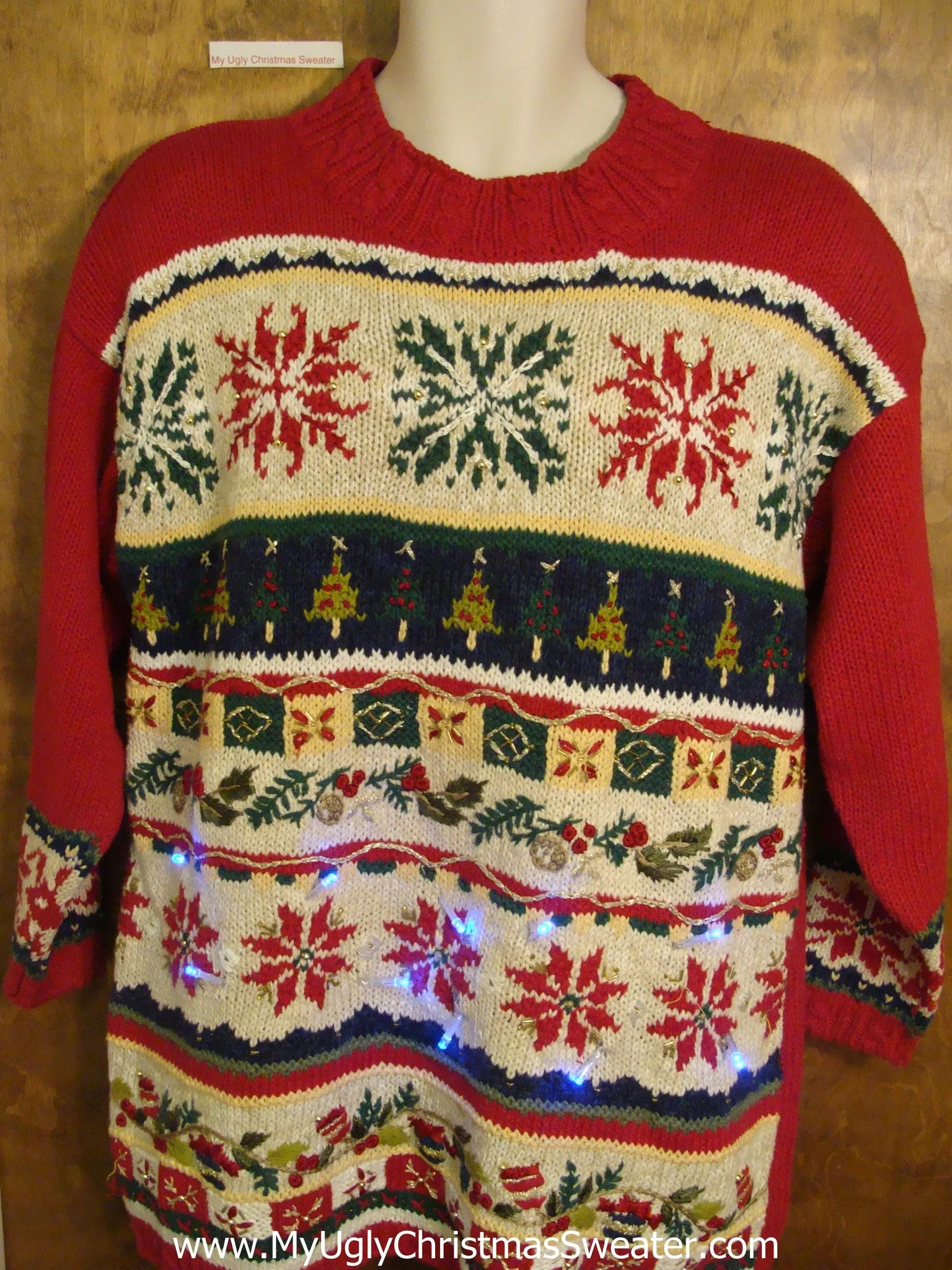 Nordic Themed 80s Light Up Ugly Xmas Sweater