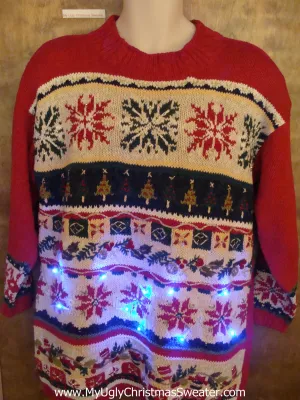 Nordic Themed 80s Light Up Ugly Xmas Sweater