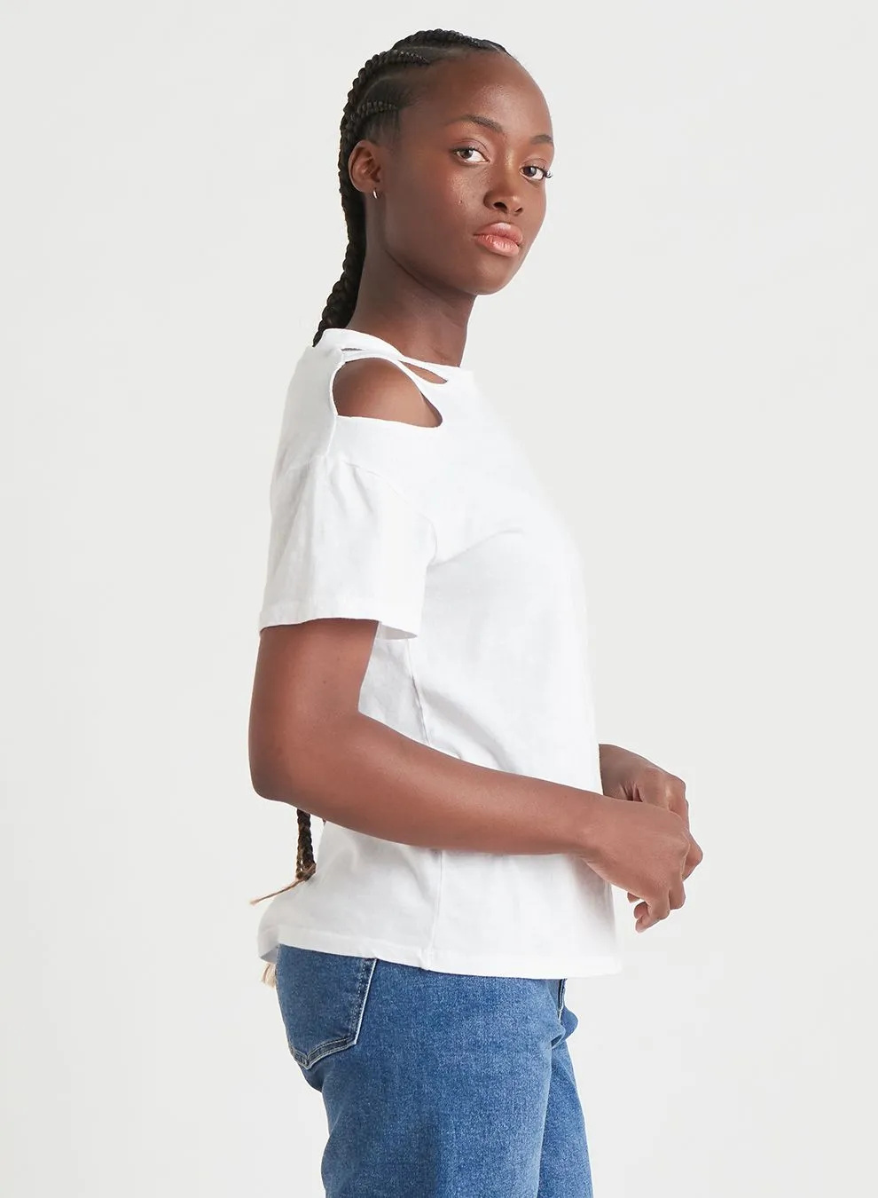 Open Shoulder Top - White