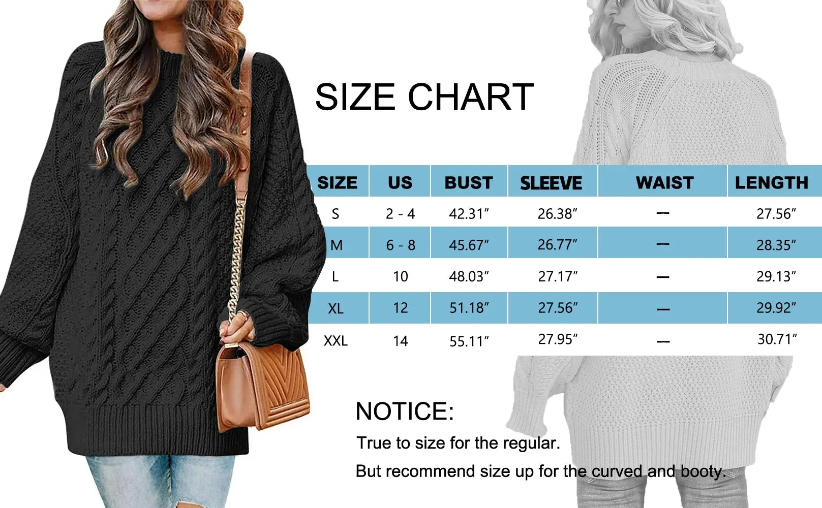 Oversized Sweaters for Women Cable Knit Chunky Pullover Sweater