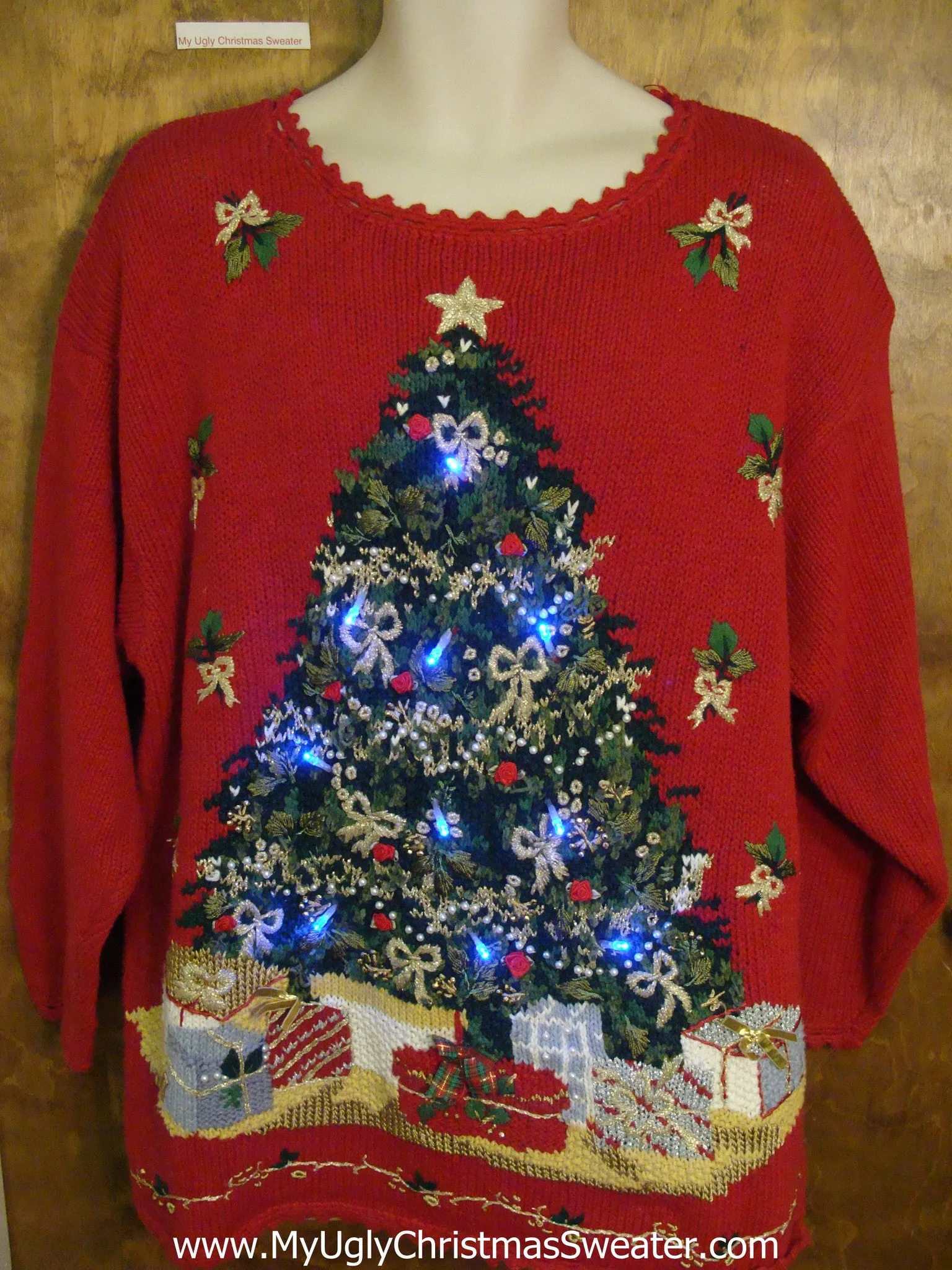 Oversized Tree 80s Light Up Ugly Xmas Sweater