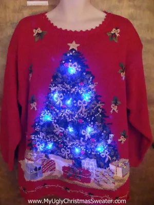 Oversized Tree 80s Light Up Ugly Xmas Sweater