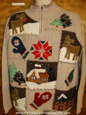 Patchwork of Fun Horrible Christmas Sweater Pullover