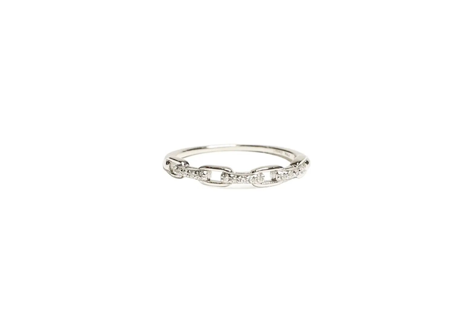 Petite Pave Paperclip Sterling Silver Ring