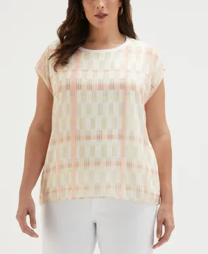 Plus Size Crosshatch Print Top