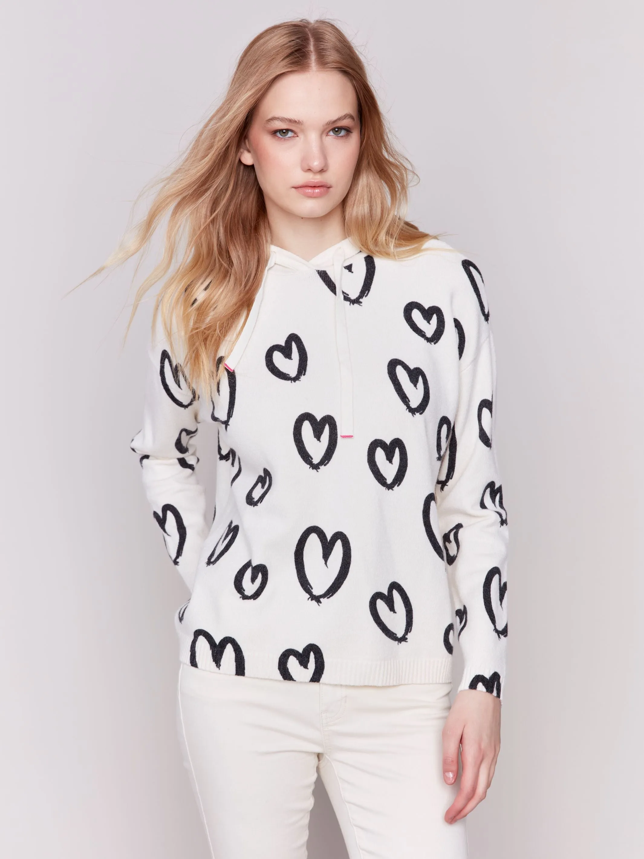 PRINTED HEART HOODIE