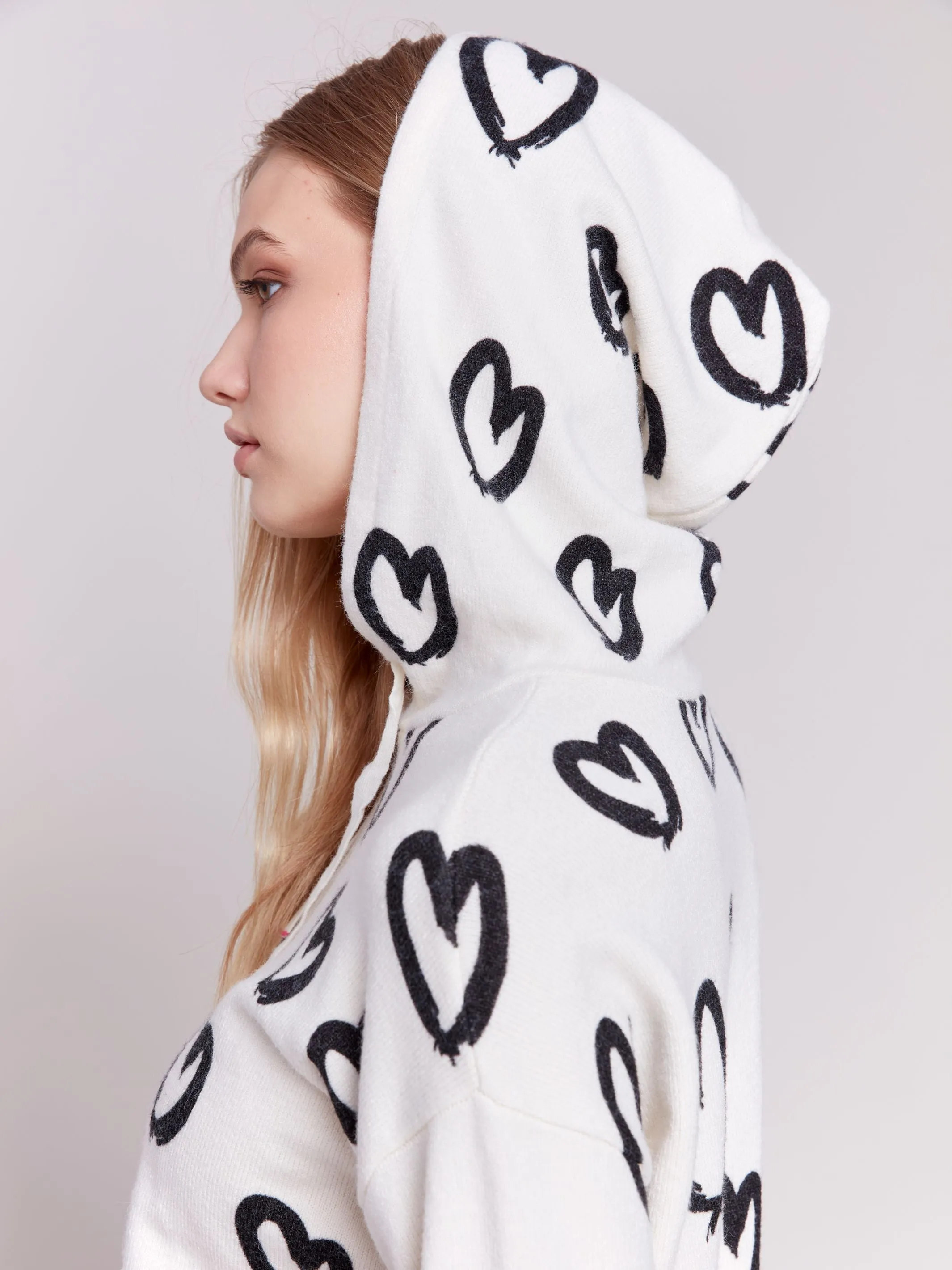 PRINTED HEART HOODIE