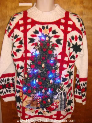 Ridiculous Horrible Tacky Xmas Sweater with Lights