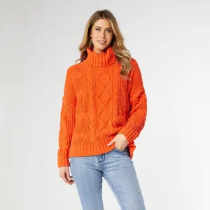 Roux Chunky Knit Turtleneck Sweater | Pumpkin