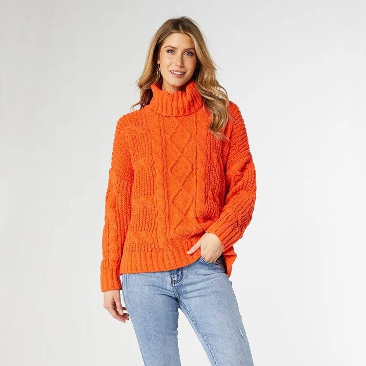 Roux Chunky Knit Turtleneck Sweater | Pumpkin