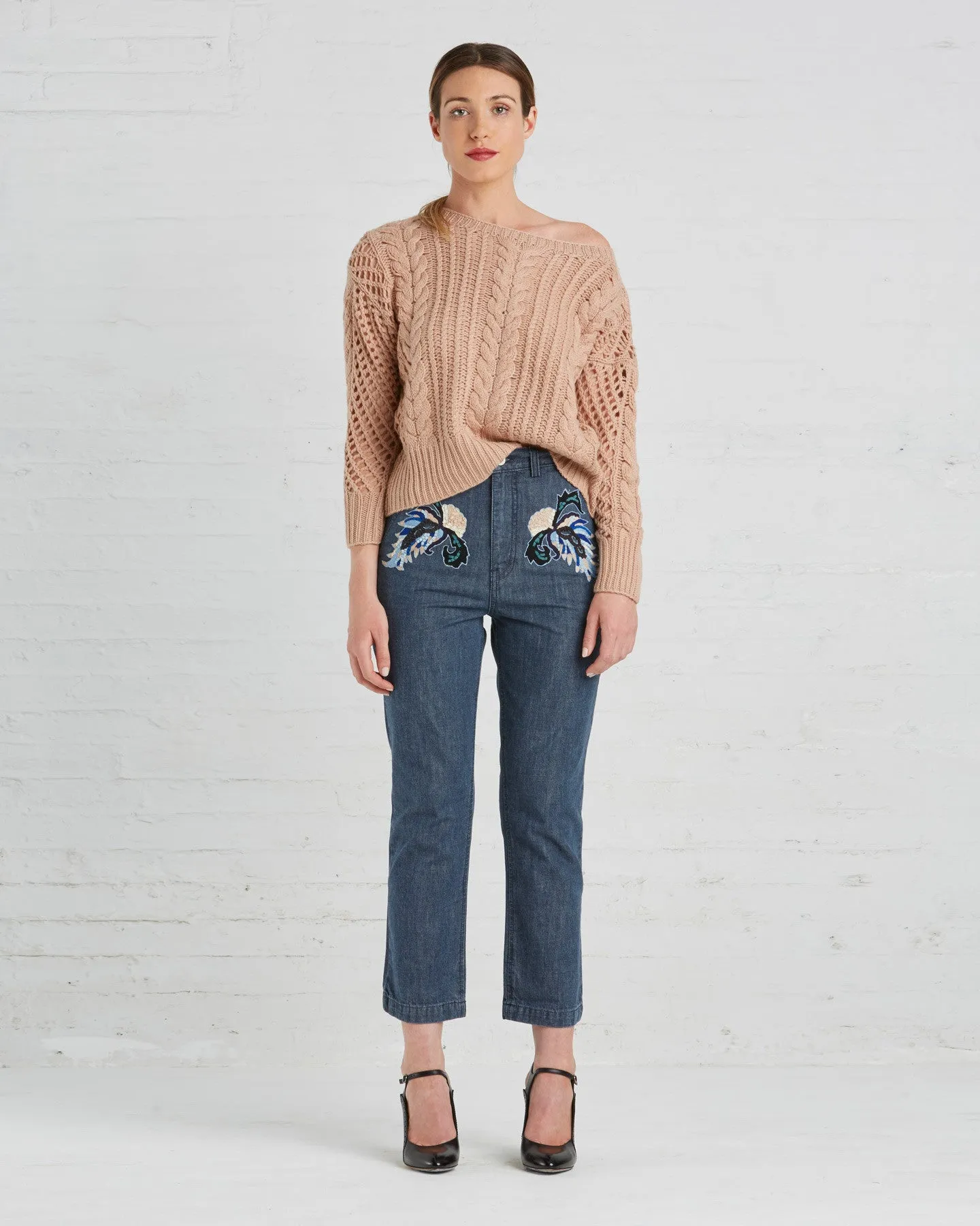 Ryan Roche Cashmere Fisherman's Sweater | Rose