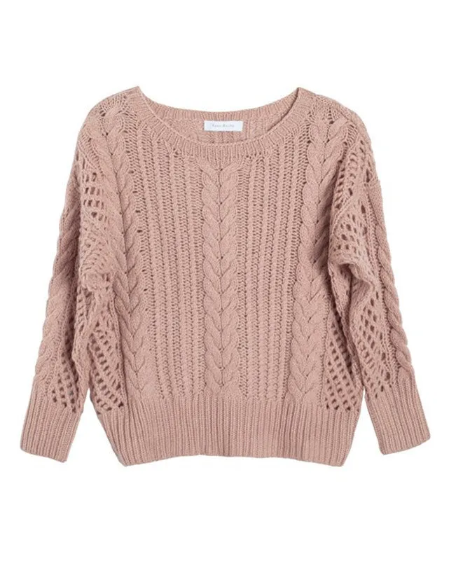 Ryan Roche Cashmere Fisherman's Sweater | Rose