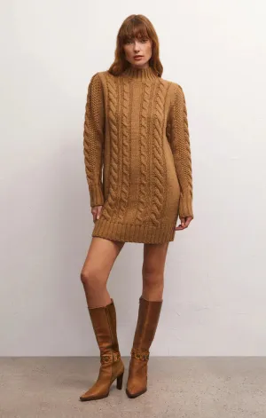 Sage Cable Knit Sweater Dress