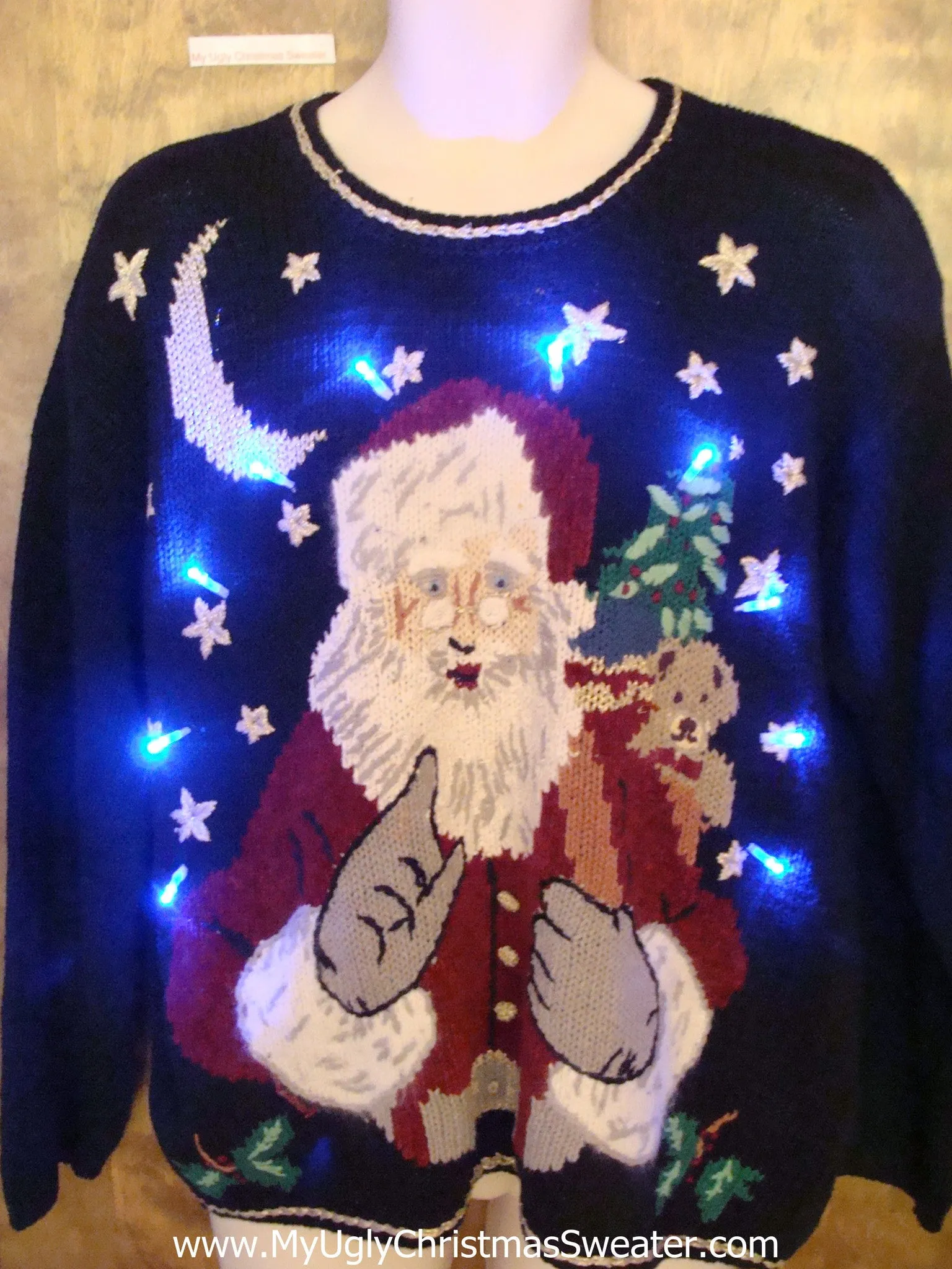 Santa Saying NO Tacky Xmas Sweater with Lights