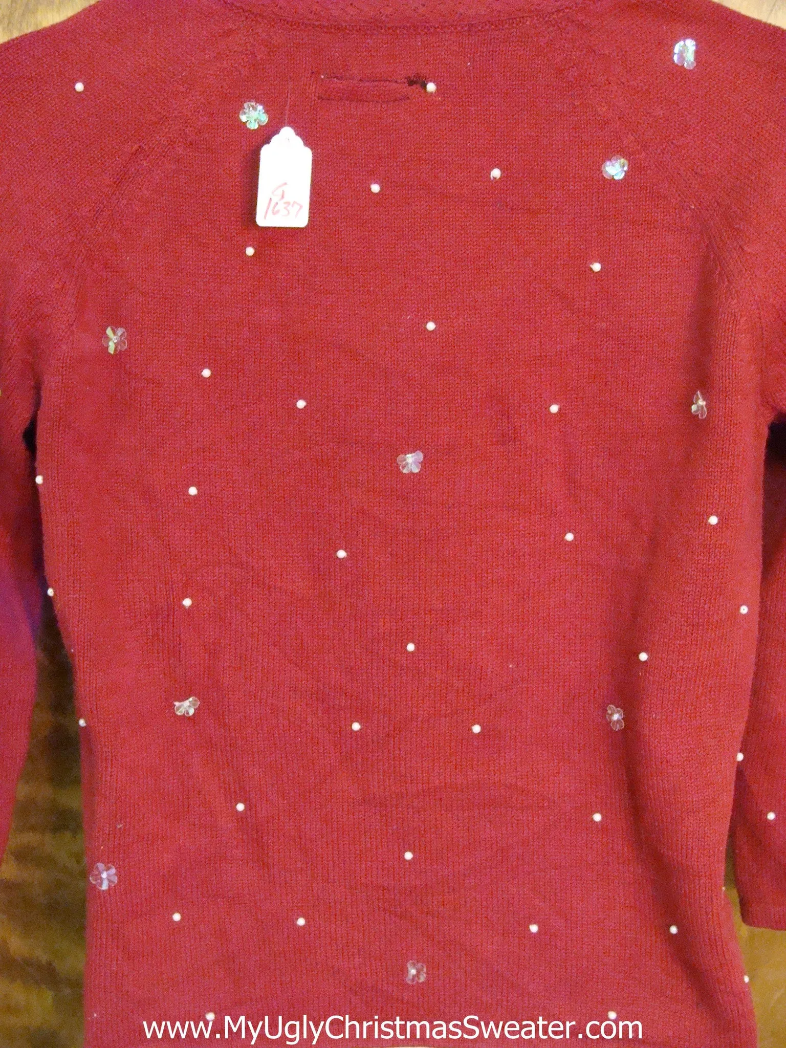 Snowman and Stars Red Tacky Xmas Sweater with Lights