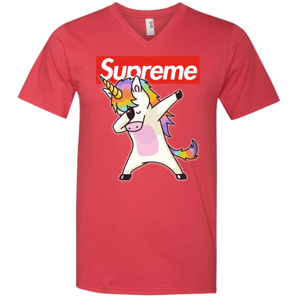 Supreme Unicorn T-shirt Dance Dabbing Unicorn Men V-Neck T-Shirt