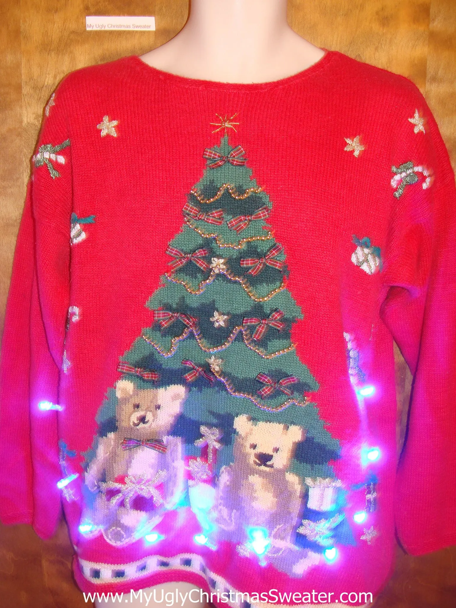 Teddy Bear Christmas Light Up Ugly Xmas Sweater