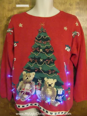 Teddy Bear Christmas Light Up Ugly Xmas Sweater