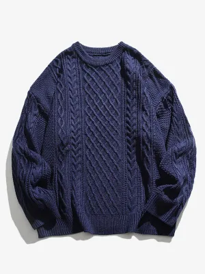 Twist Crew Neck Knitted Sweater