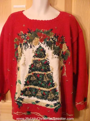 Ugly Christmas Sweater 80s Mess Red Pullover